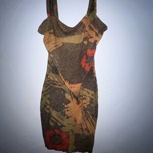 Vintage fitted slim multicolored dress